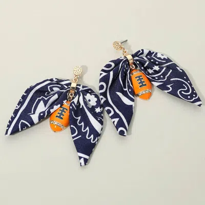 Fashnzfab Football Fabric Bow Drop Earrings In Black