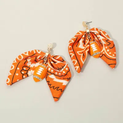 Fashnzfab Football Fabric Bow Drop Earrings In Multi