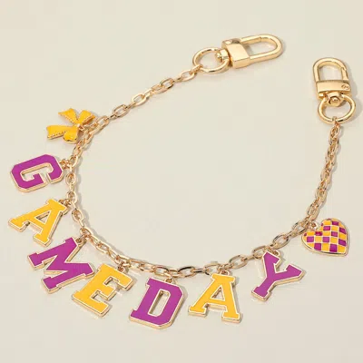 Fashnzfab Football Game Day Message Bow Heart Charm Station Bag Chain Charm In Multi