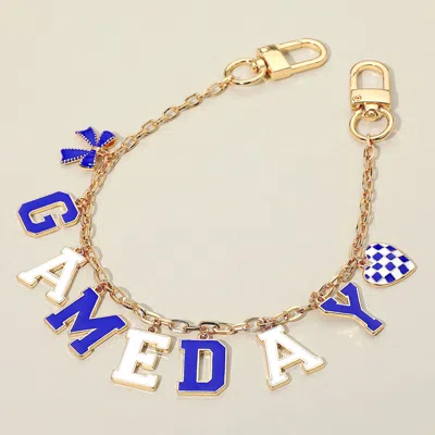 Fashnzfab Football Game Day Message Bow Heart Charm Station Bag Chain Charm In Gold