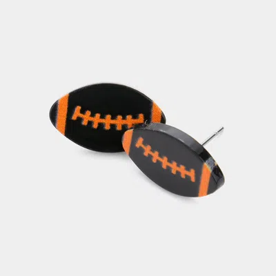Fashnzfab Football Game Day Resin Stud Earrings In Black