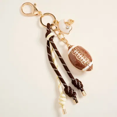 Fashnzfab Football Helmet Charm Triple Knot Drop Keychain Bag Charm In Gold