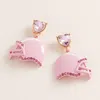 Fashnzfab Football Helmet Dangle Earrings In Pink