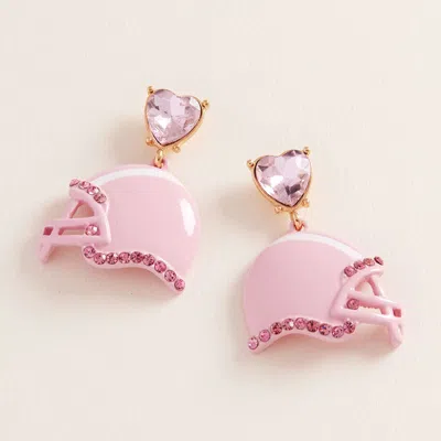 Fashnzfab Football Helmet Dangle Earrings In Pink