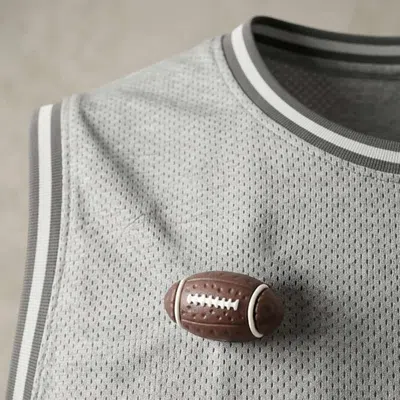 Fashnzfab Football Lapel Pin Brooch In Brown
