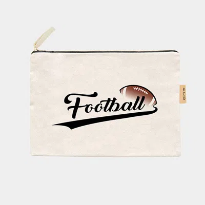 Fashnzfab Football Message Cotton Canvas Eco Pouch Bag In White
