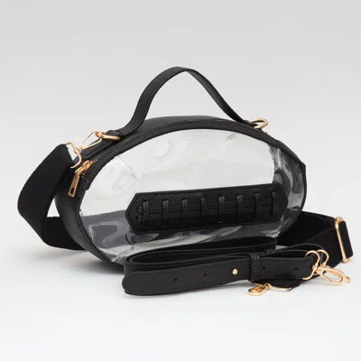 Fashnzfab Football Shaped Transparent Crossbody Bag In Black