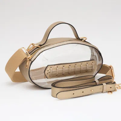 Fashnzfab Football Shaped Transparent Crossbody Bag In Sand