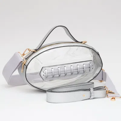 Fashnzfab Football Shaped Transparent Crossbody Bag In Silver