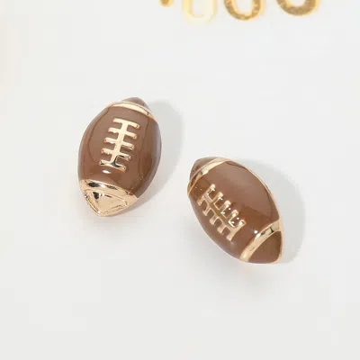Fashnzfab Football Stud Earrings In Gold