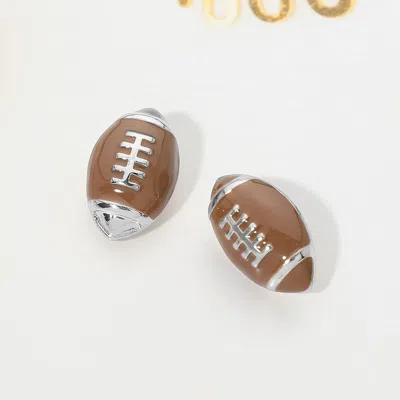 Fashnzfab Football Stud Earrings In Silver