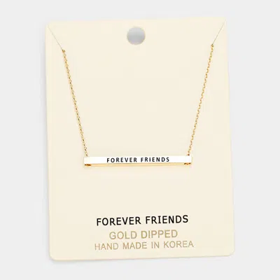 Fashnzfab 'forever Friends' Horizontal Metal Bar Pendant Necklace In Gold