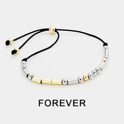 Fashnzfab Forever Morse Code Cinch Bracelet Black In Gold