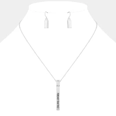 Fashnzfab Forever Together Metal Bar Pendant Necklace In Metallic