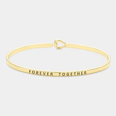 Fashnzfab Forever Together Thin Brass Metal Hook Bracelet Gold