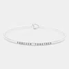 Fashnzfab Forever Together Thin Brass Metal Hook Bracelet Rhodium In Multi