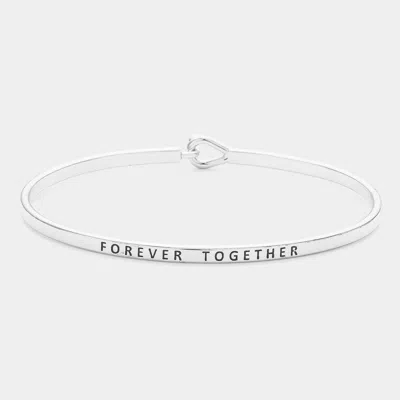Fashnzfab Forever Together Thin Brass Metal Hook Bracelet Rhodium In Multi