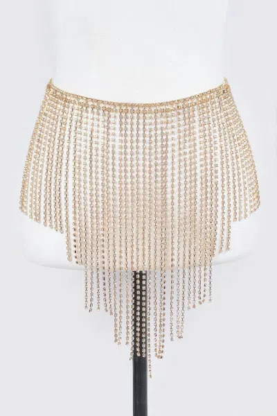 Fashnzfab Fountains Of Rhinestone Belt In Gold