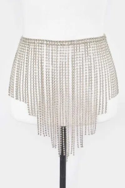 Fashnzfab Fountains Of Rhinestone Belt In Metallic