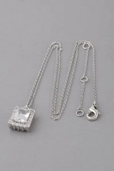 Fashnzfab Framed Rhinestone Pendant Necklace In Multi