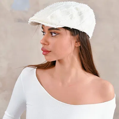 Fashnzfab Fray Detail Newsboy Hat In Multi