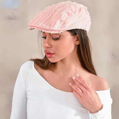 Fashnzfab Fray Detail Newsboy Hat In Pink