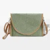 Fashnzfab Frayed Trip Two Tone Straw Clutch / Crossbody Bag In Green