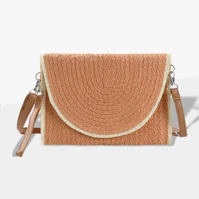 Fashnzfab Frayed Trip Two Tone Straw Clutch / Crossbody Bag In Pink