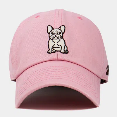 Fashnzfab French Bulldog Embroidered Baseball Cap In Pink