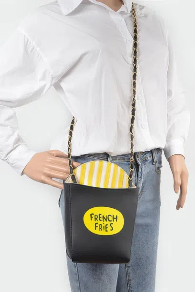 Fashnzfab French Fries Clutch In Black