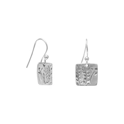 Fashnzfab French Wire Earrings With Fern Design In Pink