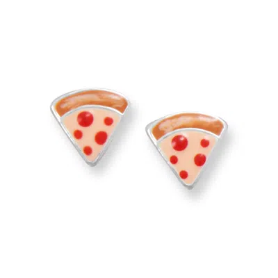 Fashnzfab Fresh And Fab! Enamel Pizza Slice Stud Earrings In Pink