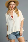 Fashnzfab Fresh Flair Scallop Trim Blouse
