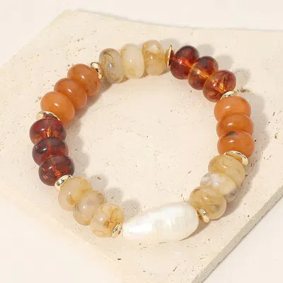 Fashnzfab Fresh Water Pearl Accent Beaded Stretch Bracelet In Multi