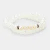 Fashnzfab Freshwater Pearl Accented Beaded Wrap Stretch Bracelet Cream, Hematite, White In Multi