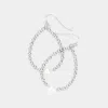 Fashnzfab Freshwater Pearl Accented Metal Ball Open Teardrop Dangle Earrings In White