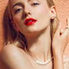 Fashnzfab Freshwater Pearl Double Faux Leather Cord Necklace In Brown