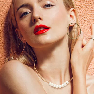 FASHNZFAB FRESHWATER PEARL DOUBLE FAUX LEATHER CORD NECKLACE