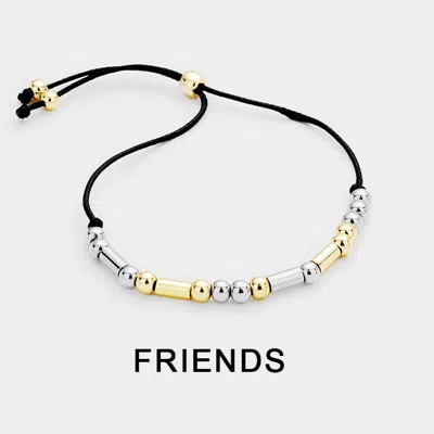 Fashnzfab Friends Morse Code Cinch Bracelet Black In Gold