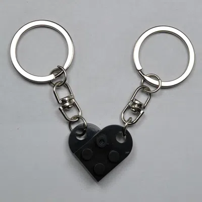 Fashnzfab Friendship Heart Keychain Set In Black