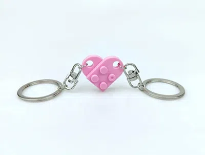 Fashnzfab Friendship Heart Keychain Set In Pink