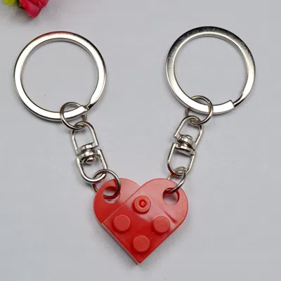 Fashnzfab Friendship Heart Keychain Set In Red