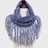 Fashnzfab Fringe Drop Two Tone Knit Snood Scarf In Multi