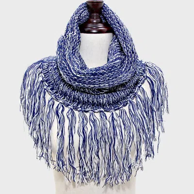 Fashnzfab Fringe Drop Two Tone Knit Snood Scarf In Multi