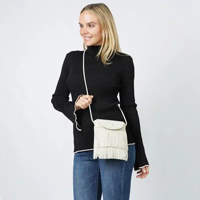 Fashnzfab Fringe Mini Crossbody Bag In Sand