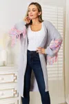 Fashnzfab Fringe Sleeve Dropped Shoulder Cardigan In Multi
