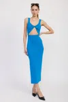 Fashnzfab Front Knot Midi Dress With Cutout