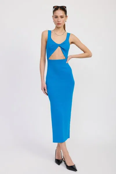 Fashnzfab Front Knot Midi Dress With Cutout