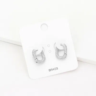 Fashnzfab Frosted Brass Metal Rectangle Huggie Hoop Earrings In Metallic