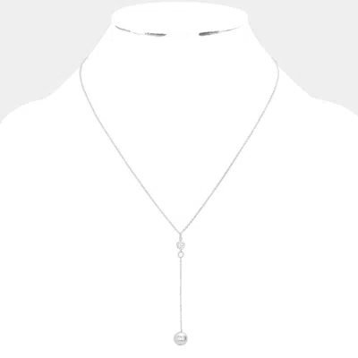 Fashnzfab Frosted Metal Ball Pointed Y Necklace In Green